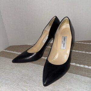 Jimmy Choo Romy 85 black kid leather pointy toe pumps